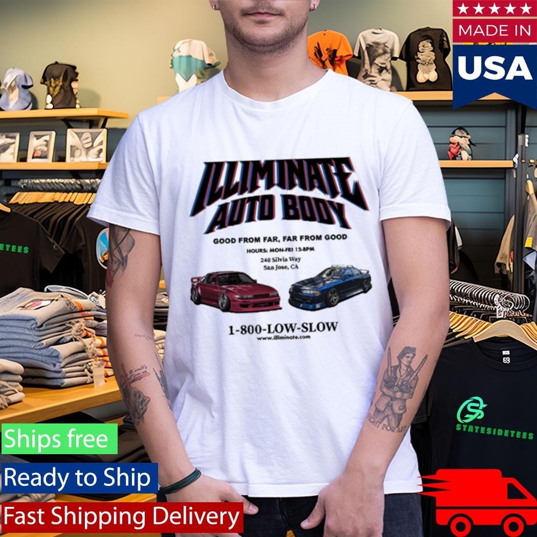 Illiminate Auto Body Good From Far, Far From Good 1-800-Low-Slow Shirt Unisex , , , Long Sleeve Tee