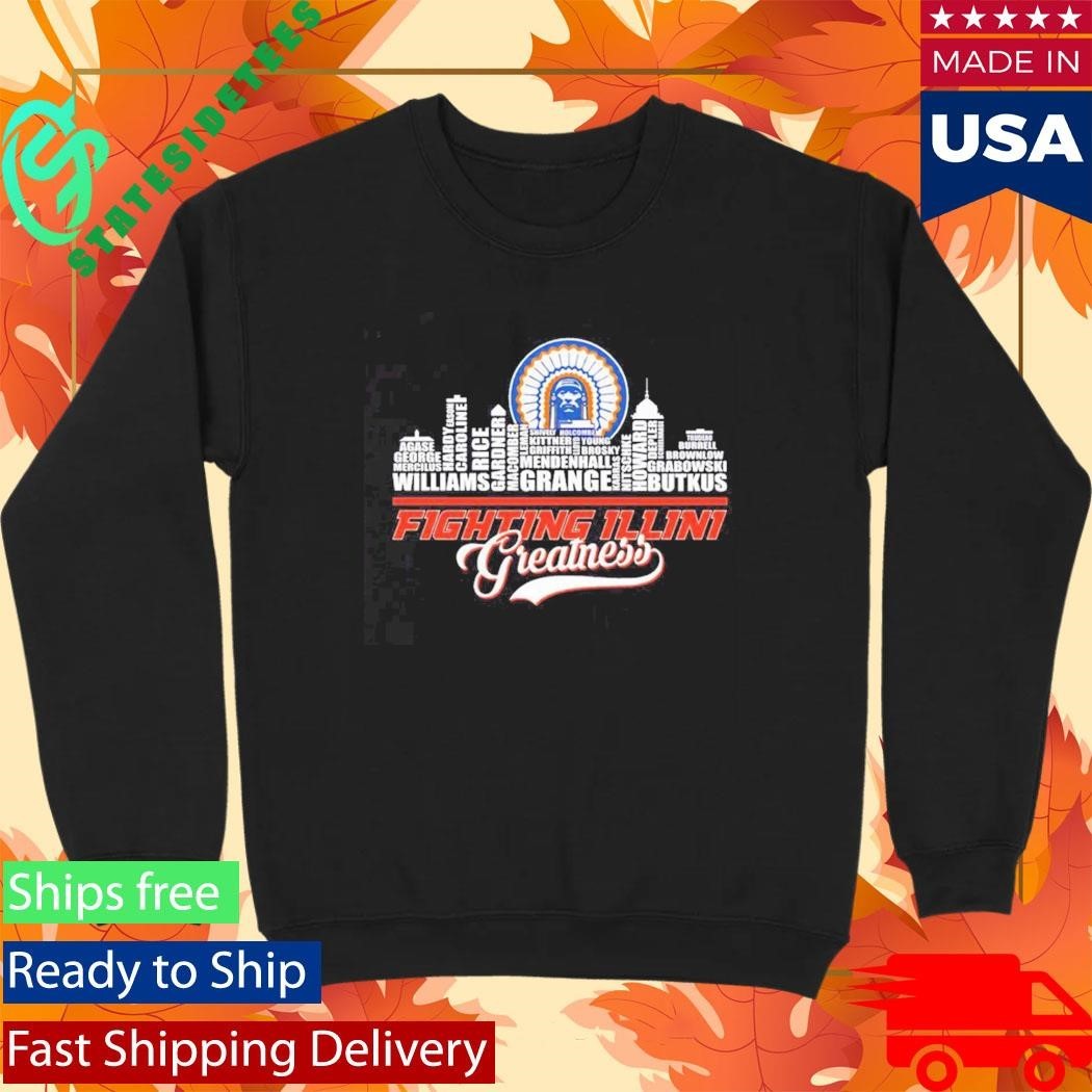 Illinois Fighting Illini Greatness All Name Of Legends City Skyline Shirt Unisex , , , Long Sleeve Tee