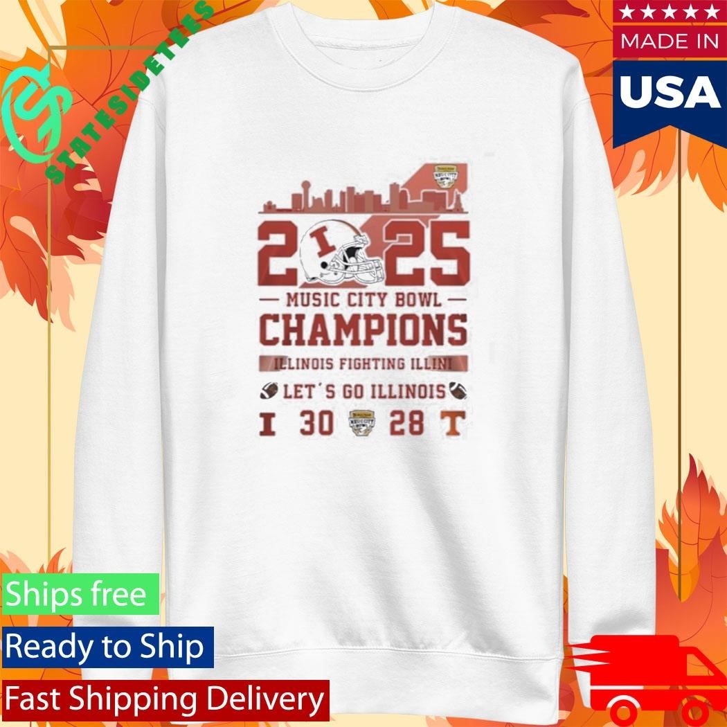 Illinois Football 2025 Music City Bowl Champions Let’s Go Illinois Shirt Unisex , , , Long Sleeve Tee