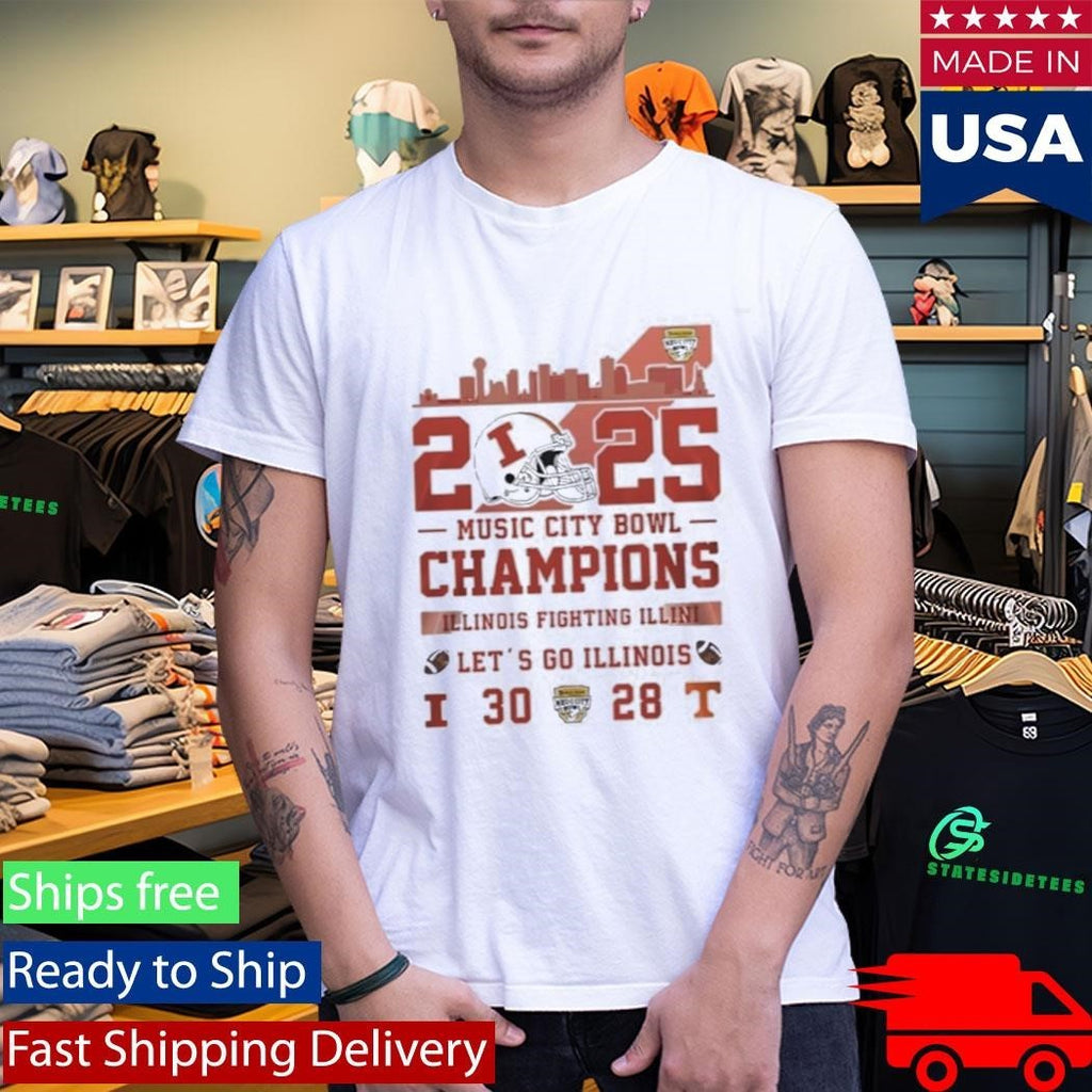 Illinois Football 2025 Music City Bowl Champions Let’s Go Illinois Shirt Unisex , , , Long Sleeve Tee