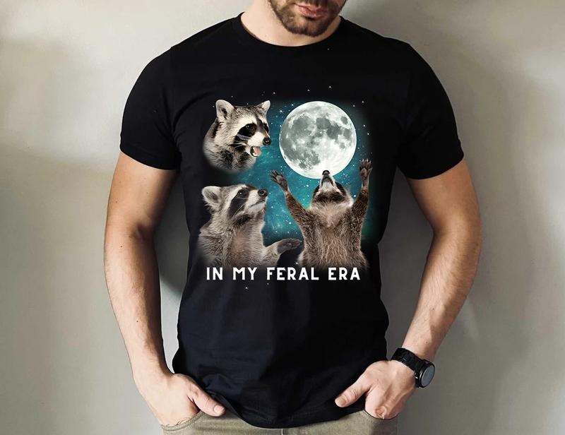 My Feral Era Racoons Howling Moon Shirt My Feral Era Shirt Racoons Howling Moon T-Shirts