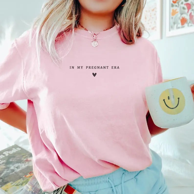 My Pregnant Era Im Pregnant Shirt Pregnant Daughter Expecting Mom Pregnancy Reveal Baby Announcement Ideas T-Shirts