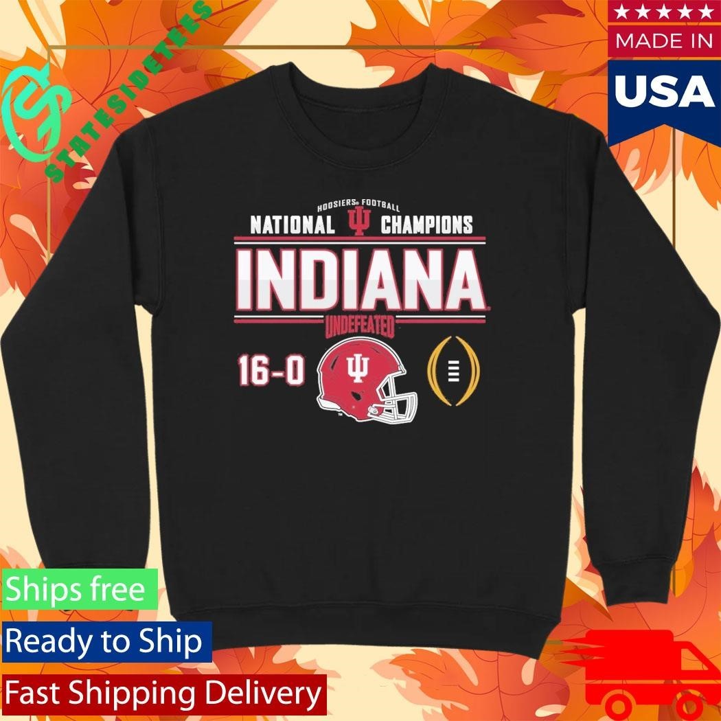 Indiana Football National Champions Undefeated 16-0 Two-Sided Schedule Shirt Unisex , , , Long Sleeve Tee