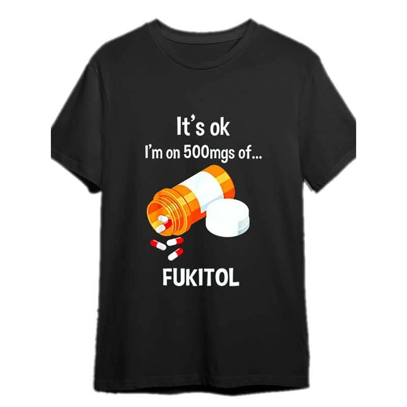 'S Okay I'M Wearing Fukito Fun Short Sleeved Printed Black PR Made Usa T-Shirts