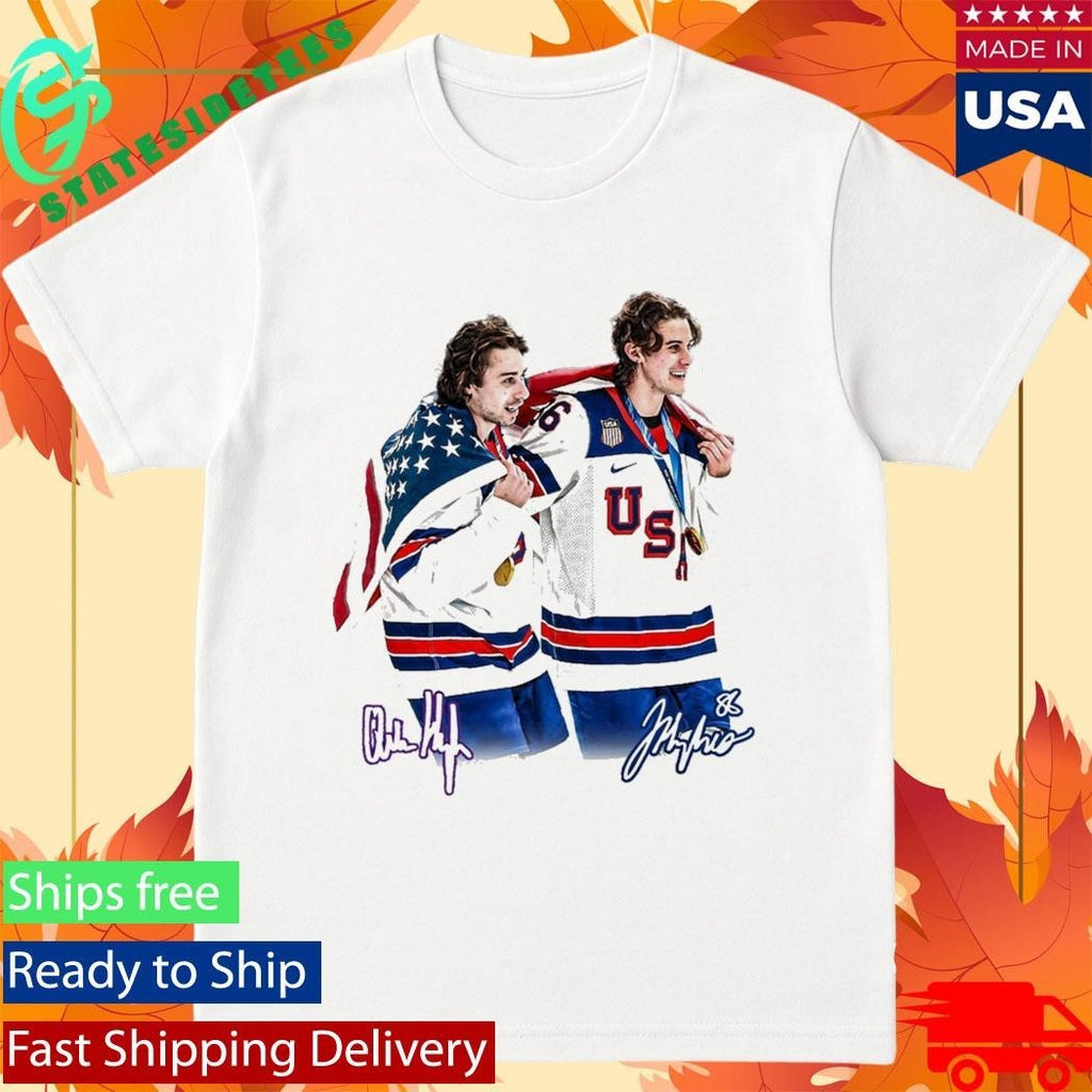 Jack Hughes And Quinn Hughes Brotherhood Usa Hockey 2026 Olympics Signature Shirt Unisex , , , Long Sleeve Tee