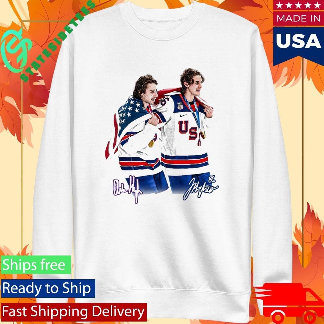 Jack Hughes And Quinn Hughes Brotherhood Usa Hockey 2026 Olympics Signature Shirt Unisex , , , Long Sleeve Tee