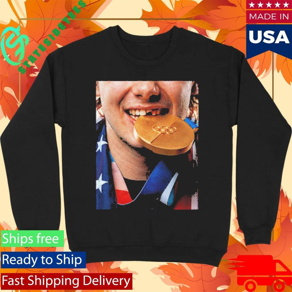 Jack Hughes Teeth Gold Medal USA Team Hockey Champion Olympic Winter 2026 Shirt Unisex , , , Long Sleeve Tee