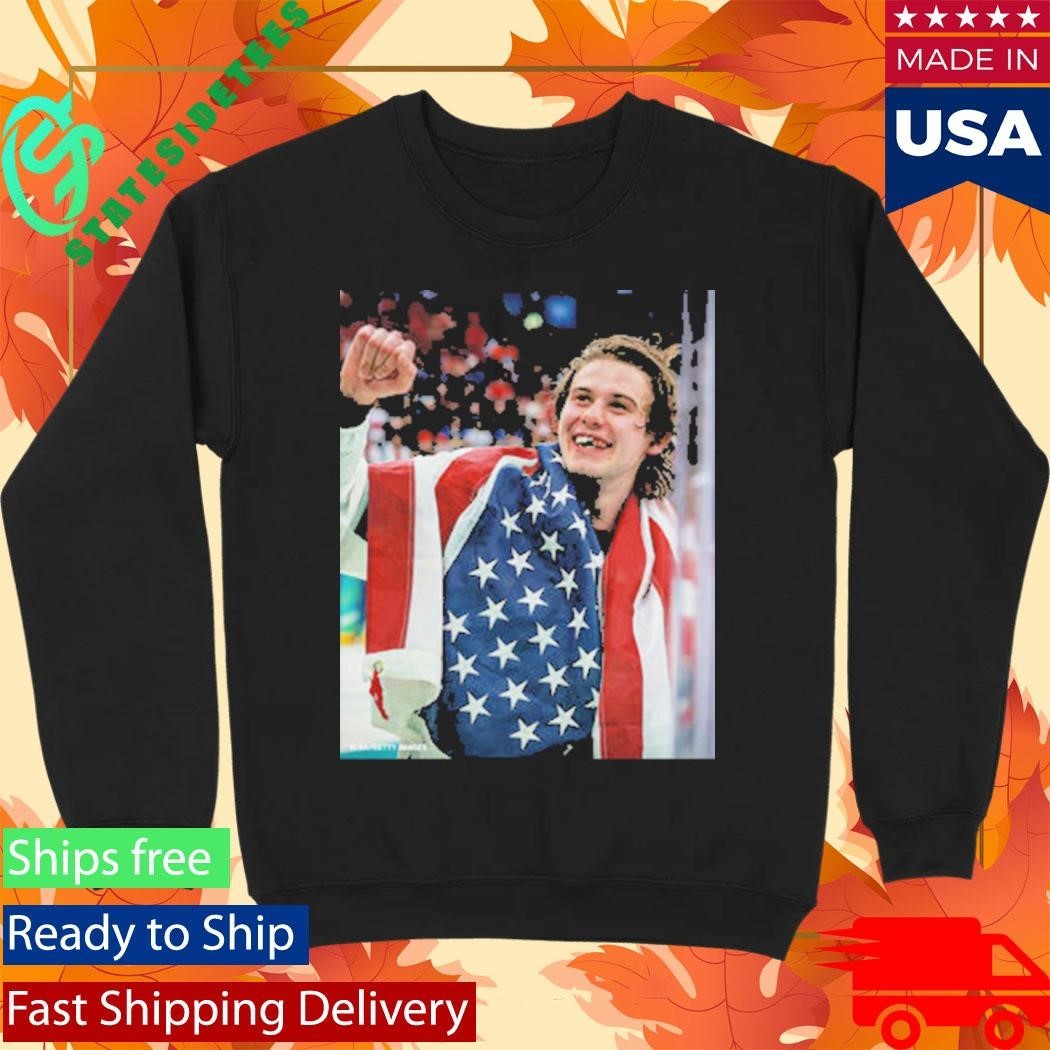 Jack Hughes Teeth Gold USA Hockey Team Olympics Winter 2026 Champion Shirt Unisex , , , Long Sleeve Tee