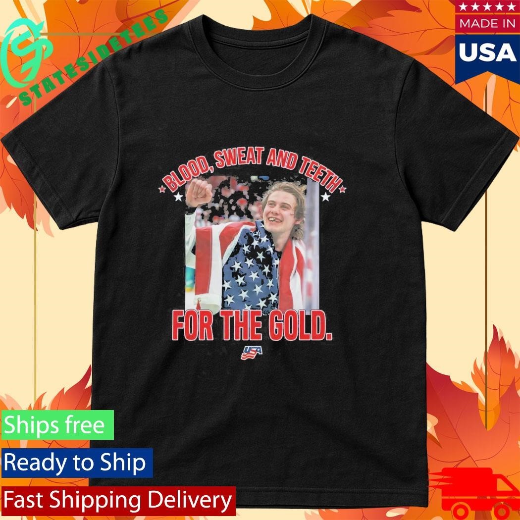 Jack Hughes USA 2026 Hockey Blood Sweat And Teeth Shirt Unisex , , , Long Sleeve Tee