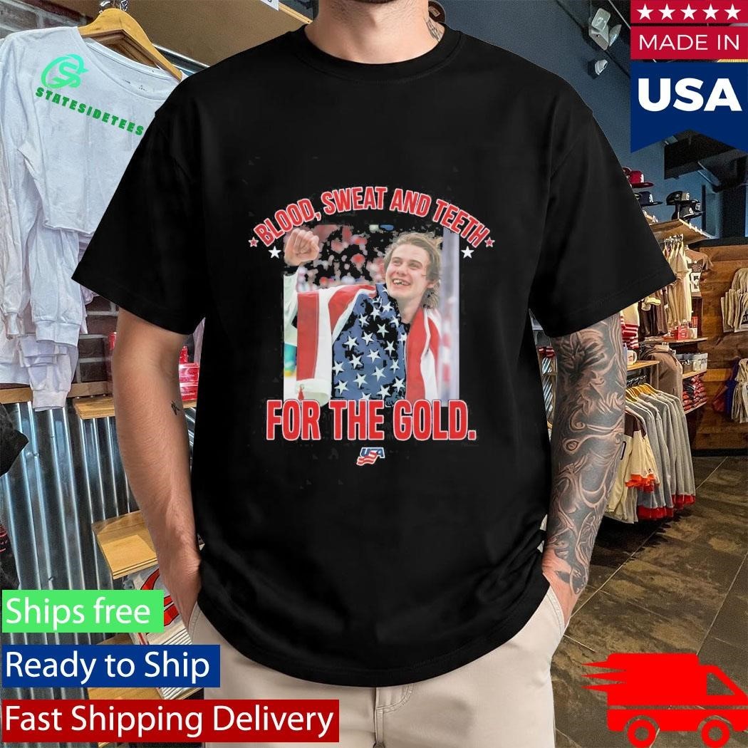 Jack Hughes USA 2026 Hockey Blood Sweat And Teeth Shirt Unisex , , , Long Sleeve Tee