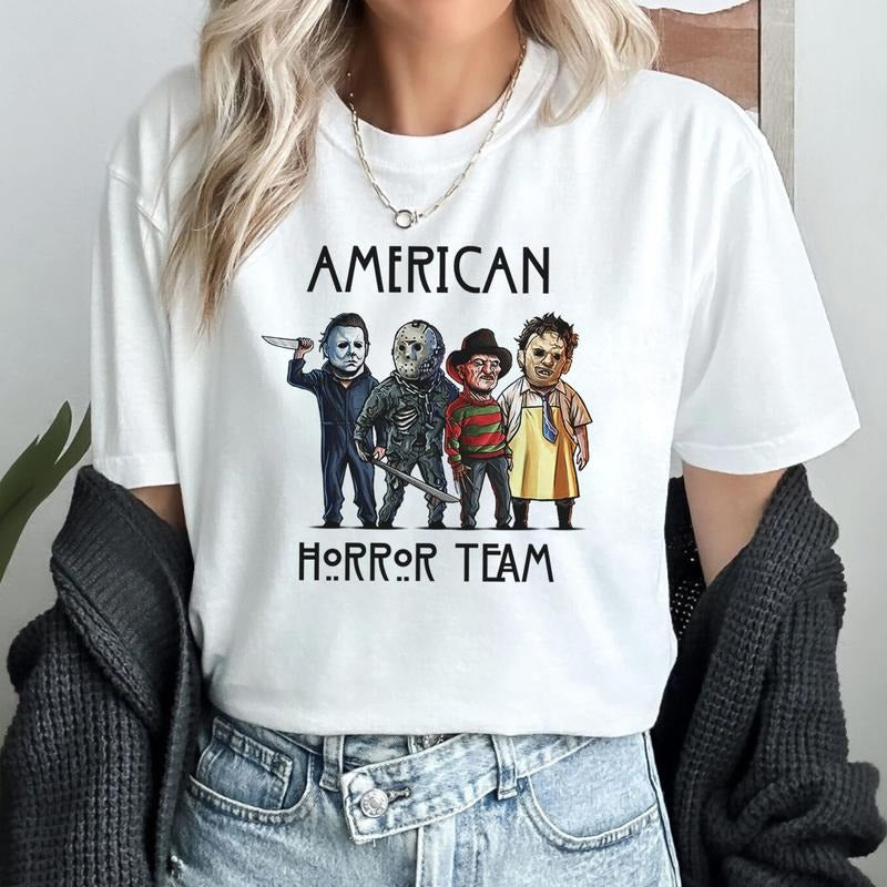 Jason Voorhees Michael Myers Freddy Krueger Leatherface American Horror Shirt Scary Spooky Horror Halloween Shirt T-Shirts