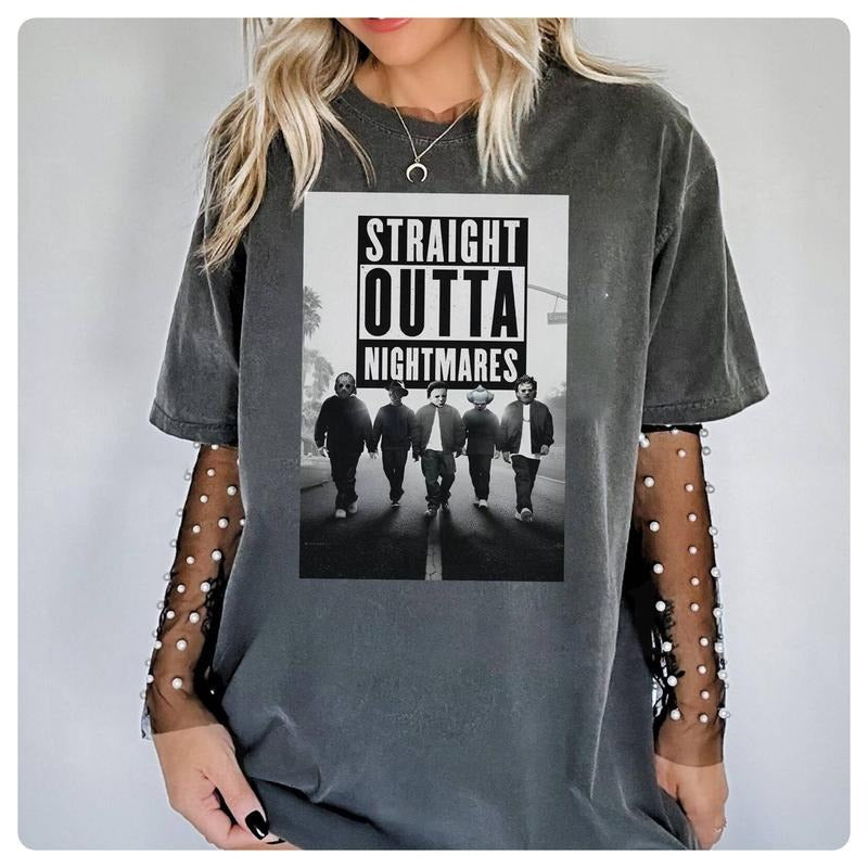 Jason Voorhees Michael Myers Straigh Outta Nightmares Shirt Halowen Movie Shirt Halowen Characters Shirt Happy Halloween Day Shirt T-Shirts