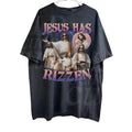 Jesus Has Rizzen Vintage Retro 90s Shirt Funny Shirts Distressed Cotton Shirt Bootleg Tropical Round Neck T-Shirts