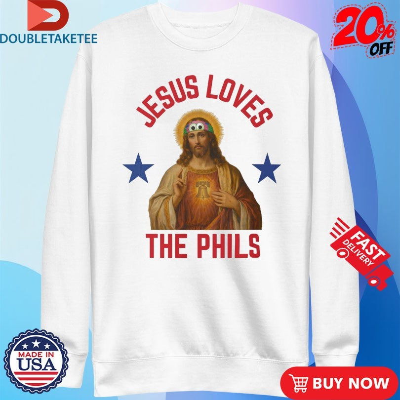 Jesus Loves The Phils Philadelphia Phillies Heart Bell Unisex , , , Long Sleeve Tee
