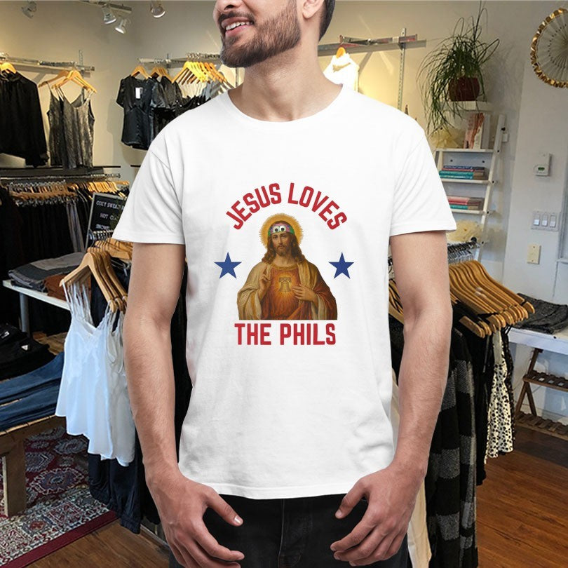 Jesus Loves The Phils Philadelphia Phillies Heart Bell Unisex , , , Long Sleeve Tee