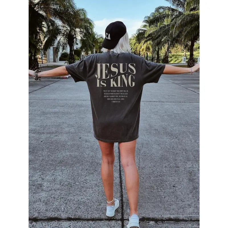 Jesus Is King Shirt Jesus Is King Christian Bible Verse Shirt Christian Streetwear Faith Based Religious T-Shirts