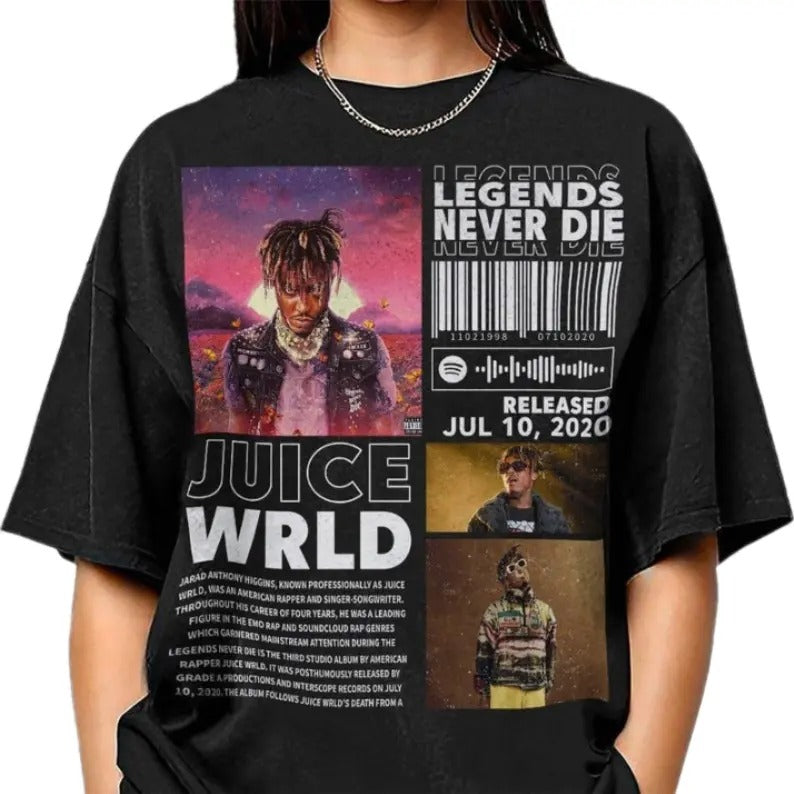 Juice Wrld Legend Never Die 90s Shirt Rapper Retro Juice Wrld'S Shirt Fan T-Shirts
