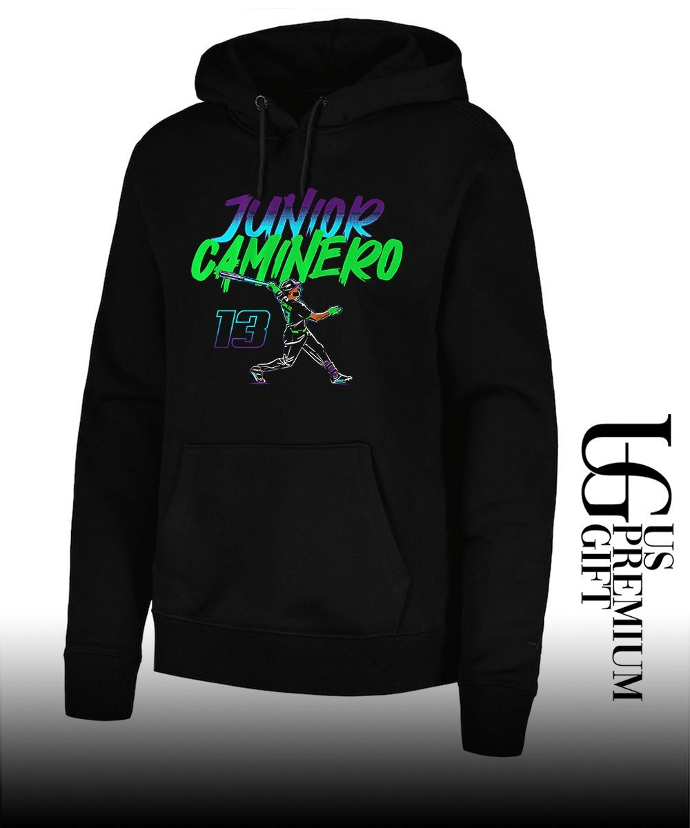Junior Caminero Tampa Bay Rays baseball slugger swing number shirt
