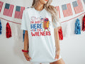 Just Here Wieners Shirt Hot Dog 4th July Funny Hot Dog Independence Day Retro America Patriotic Weenies T-Shirts