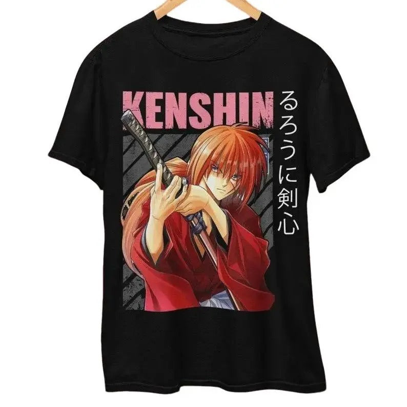 Kenshin Anime Shirt Rurouni Kenshin Samurai Shirt 90s Anime Shirt T-Shirts