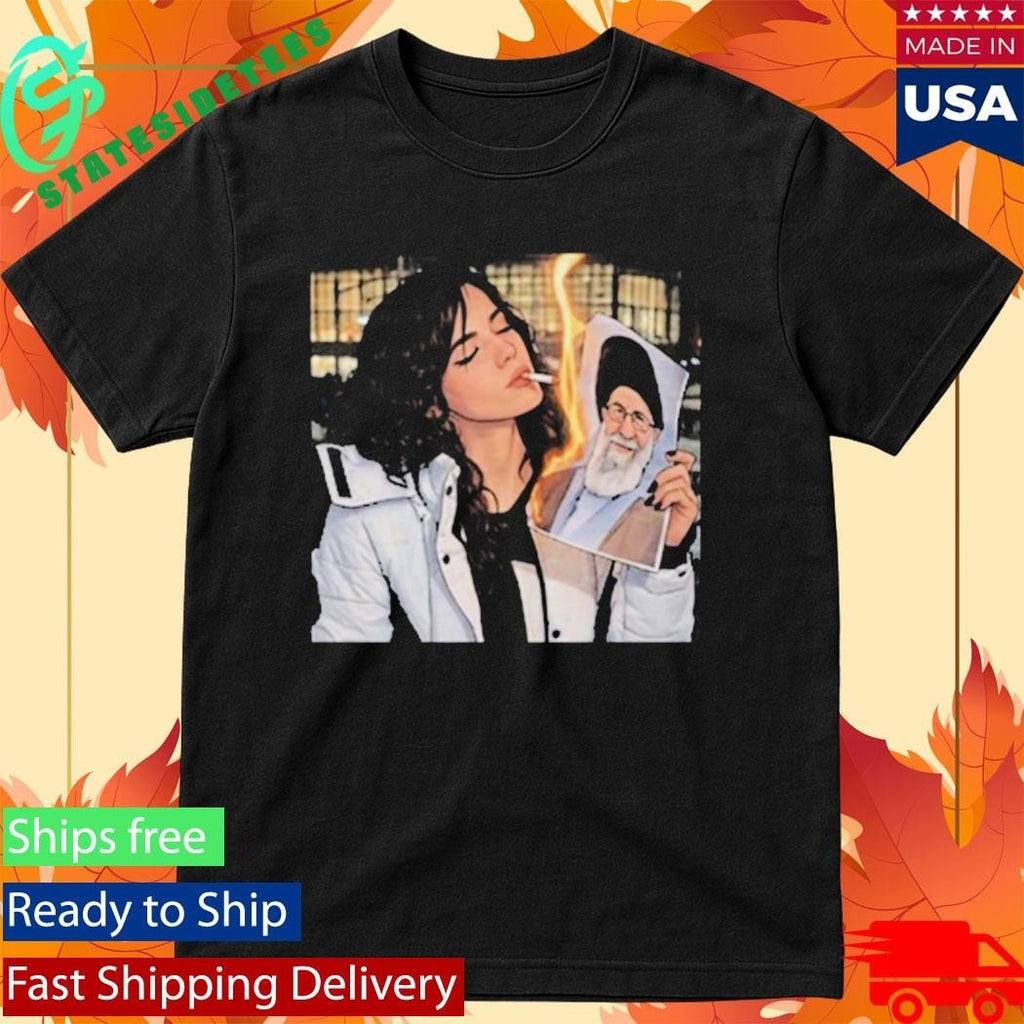 Khamenei In Ashes Cigarette Of Rebellion Iran Revolution Shirt Unisex , , , Long Sleeve Tee