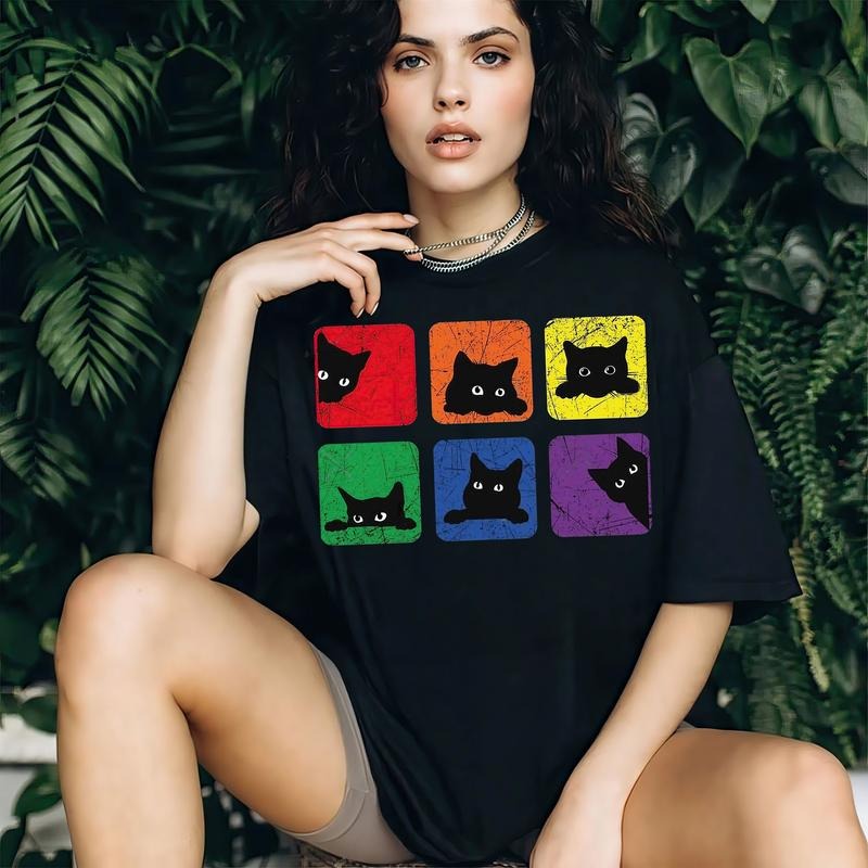 LGBT Ally Cat Pride Cat Shirt Pride Parade Shirt Purride Cat Shirt LGBT Flag Shirt Cat Lover Rainbow Cat Lesbian Gay T-Shirts