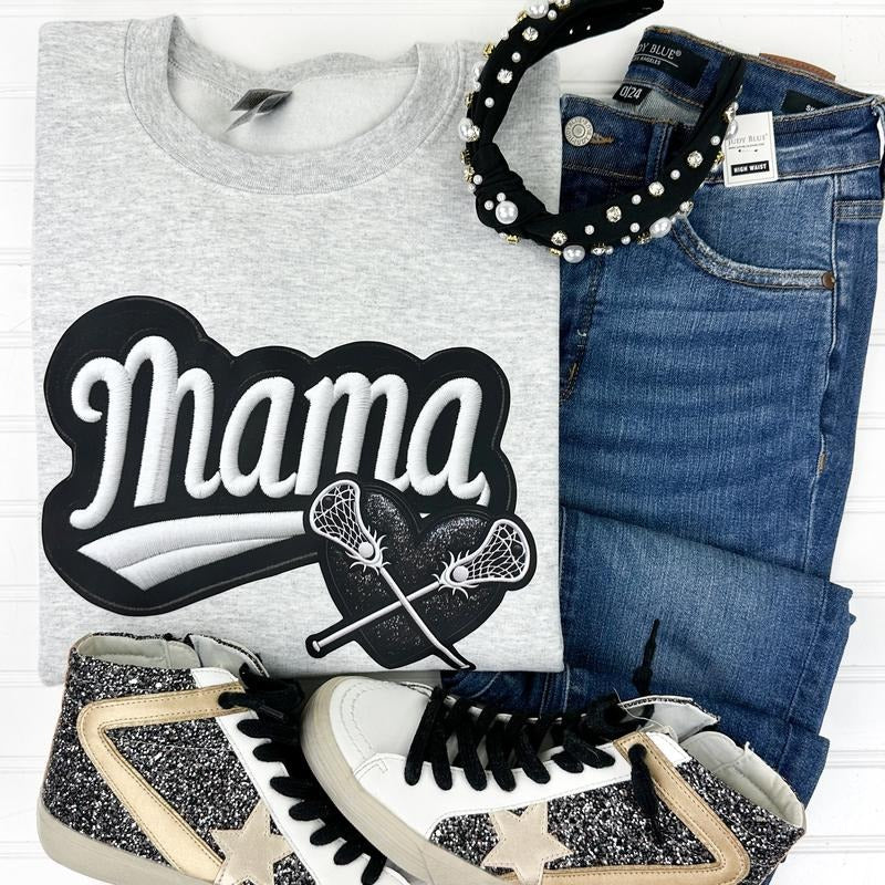 Lacrosse Mama FAKE Embroidery T-Shirts