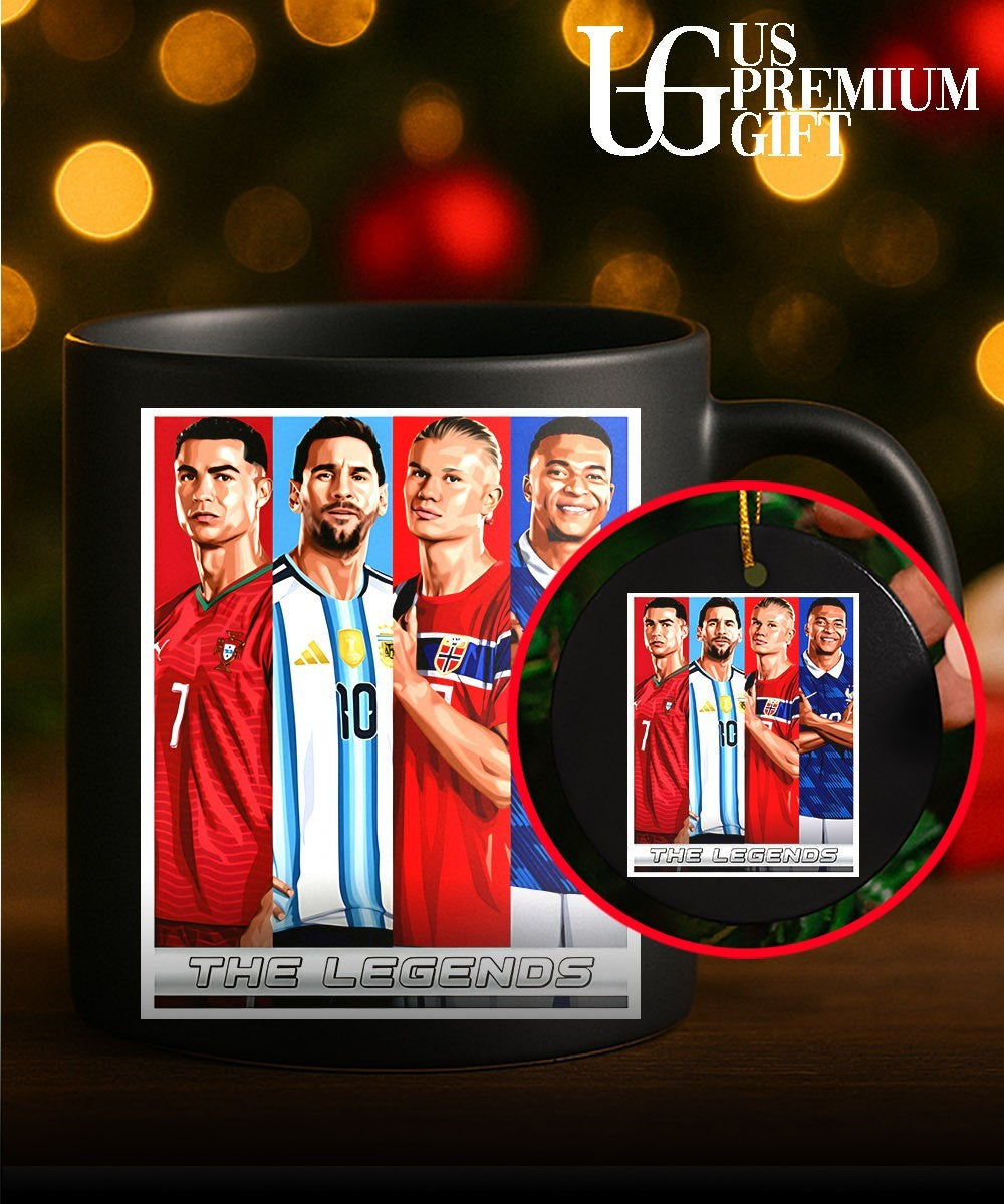 Legends Ronaldo Messi Mbappe Haaland Football portraits shirt