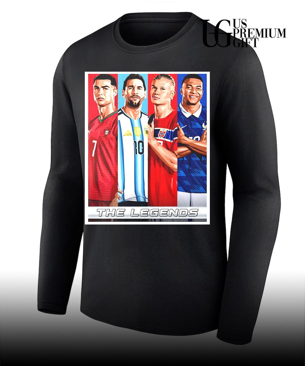Legends Ronaldo Messi Mbappe Haaland Football portraits shirt