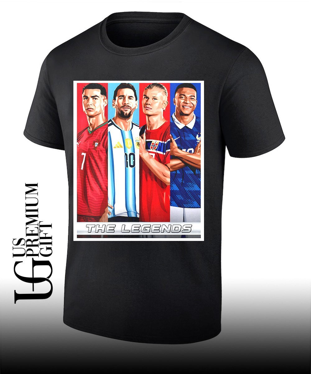 Legends Ronaldo Messi Mbappe Haaland Football portraits shirt