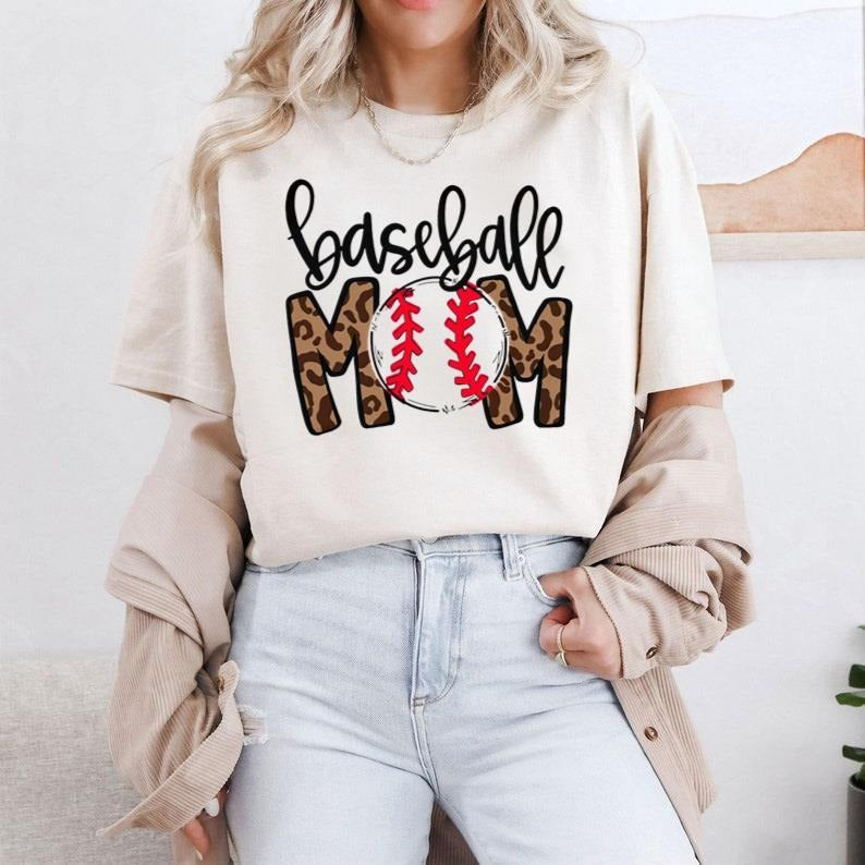 Leopard Baseball Mom Bleached Shirts Leopard Bleached Shirt Bleached Shirts Sublimated Shirts Mom Shirts T-Shirts