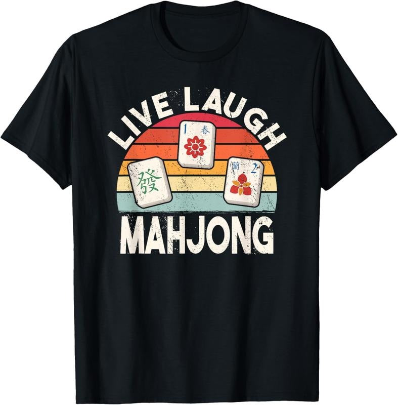 Live Laugh Mahjong Retro Mah Jongg Chinese Game Tiles T-Shirts