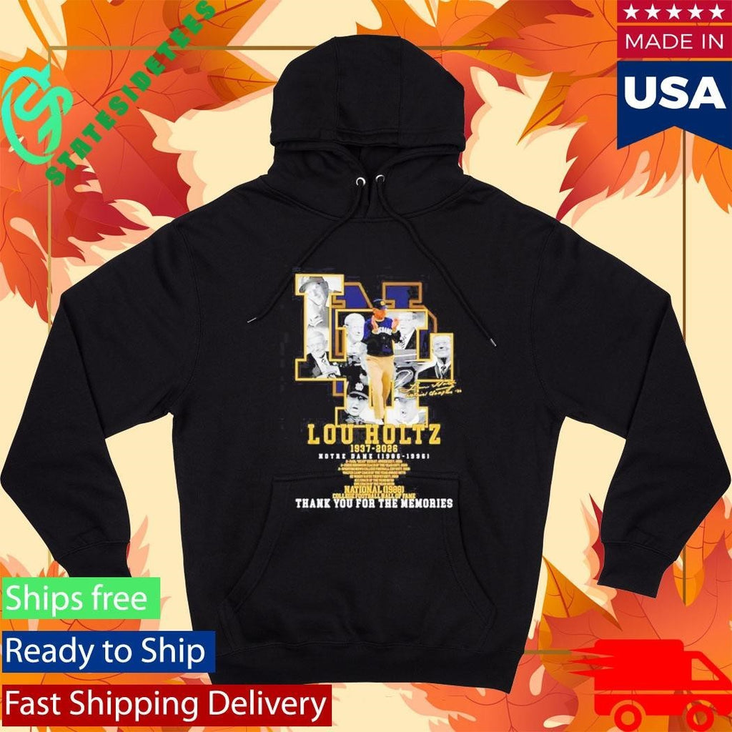 Lou Holtz Notre Dame 1937 2026 thank you for the memories signature Shirt Unisex , , , Long Sleeve Tee
