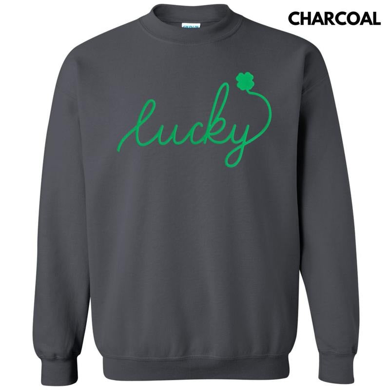 Lucky Cursive Green Puff T-Shirts