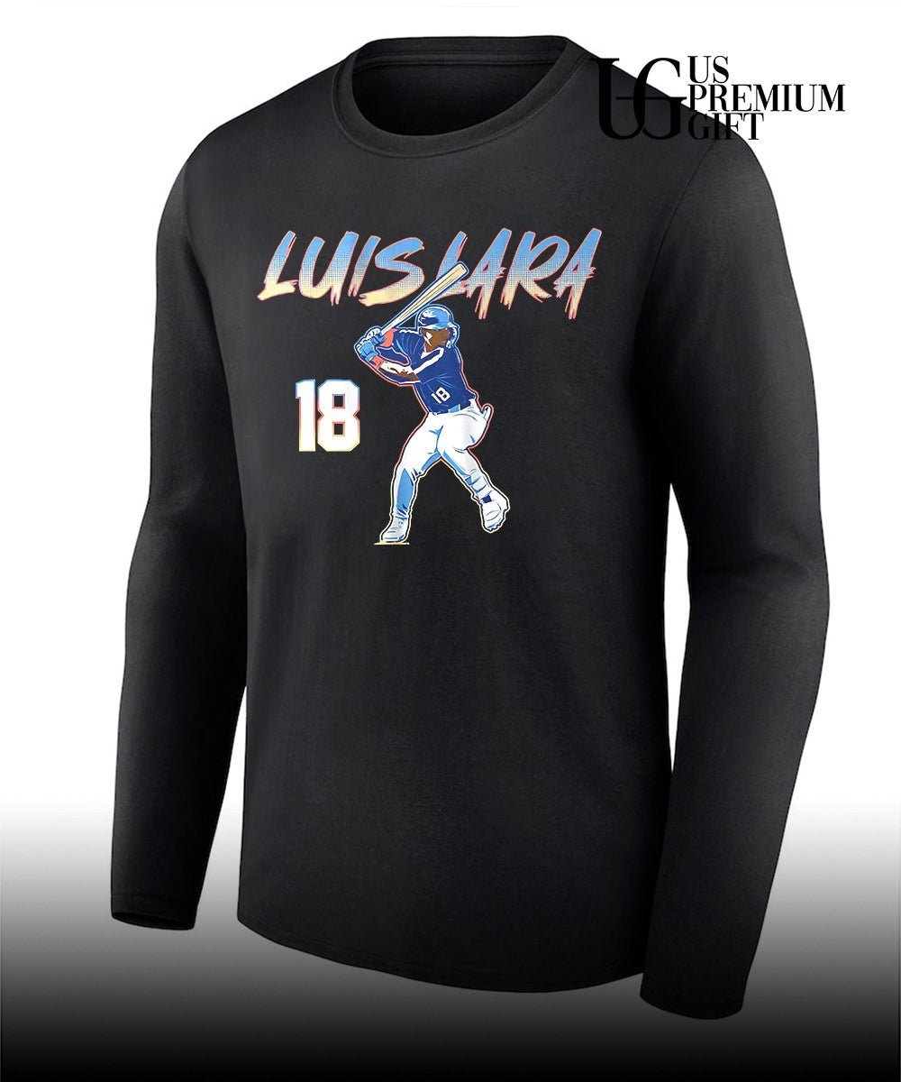 Luis Lara 18 Milwaukee Brewers baseball slugger swing number shirt