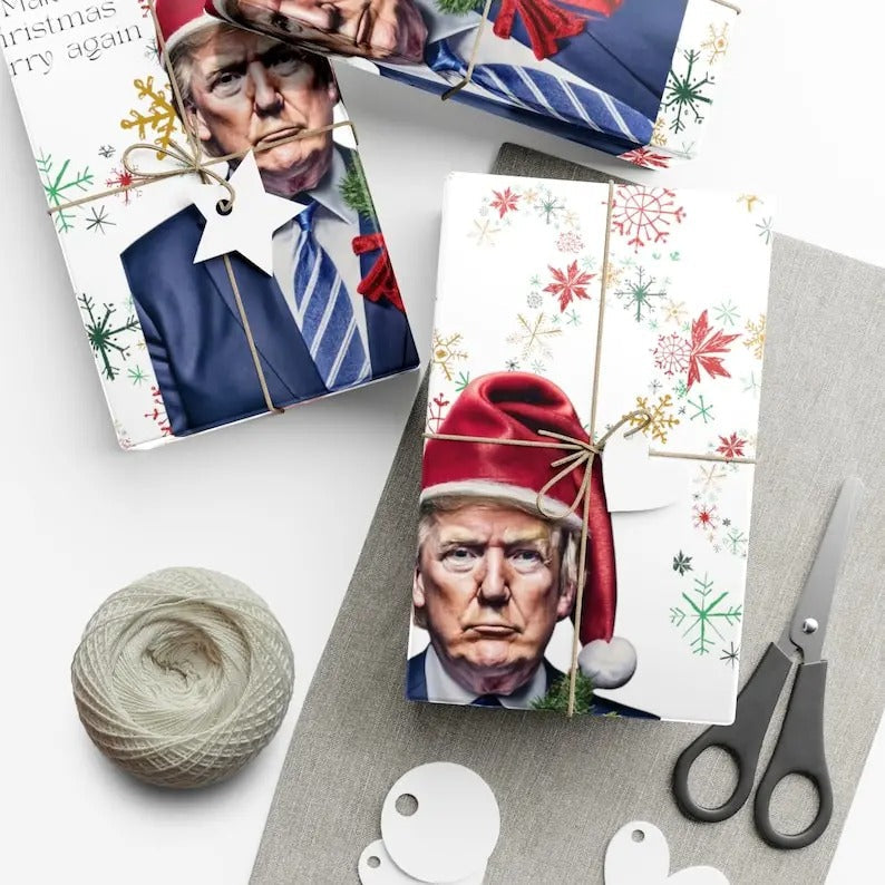 Make Merry Again Donald Trump Wrapping Paper Giving Republican Party Fans T-Shirts