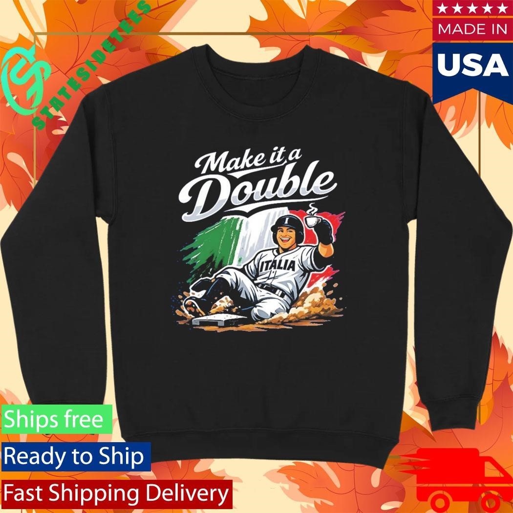 Make It A Double Italia Baseball Shirt Unisex , , , Long Sleeve Tee