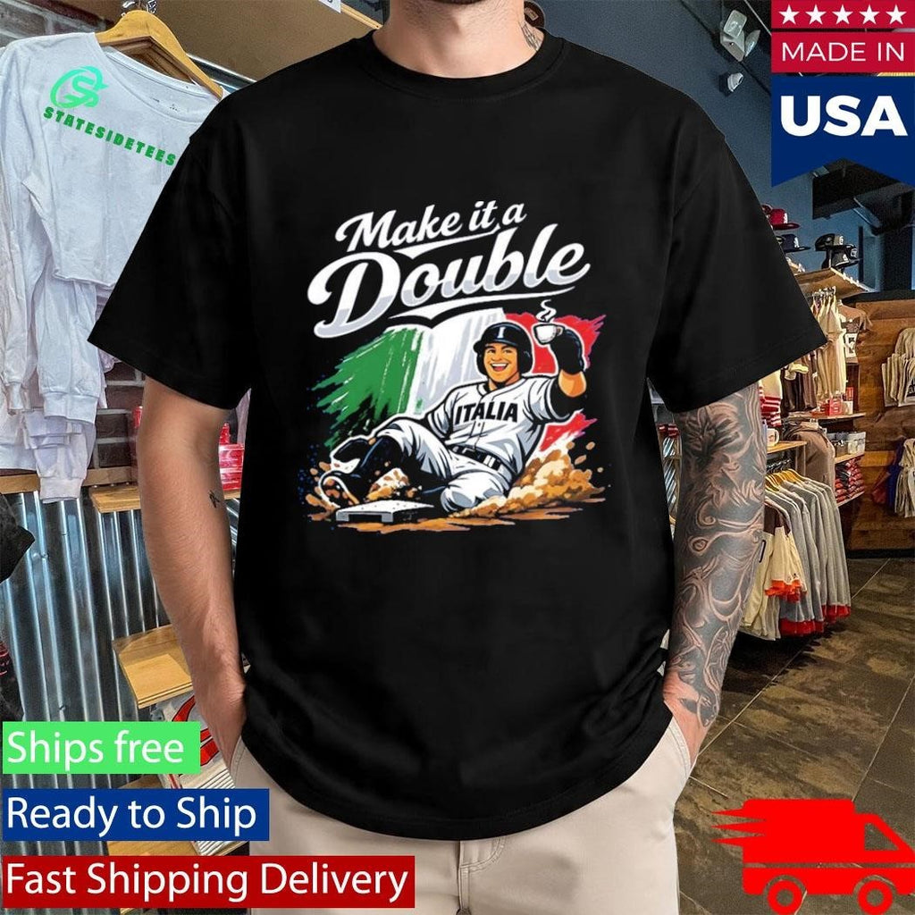 Make It A Double Italia Baseball Shirt Unisex , , , Long Sleeve Tee