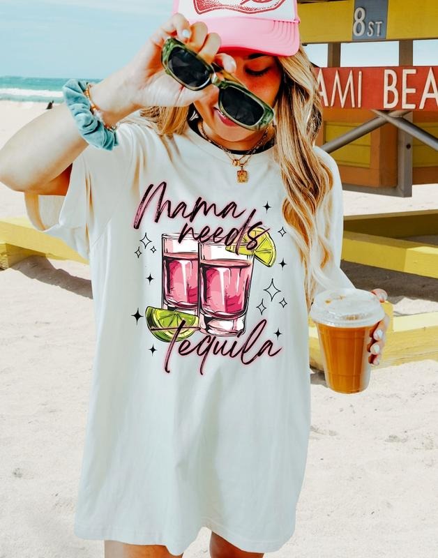 Mama Needs Tequila Shirt Funny Margarita Humor Tequila Moms Funny Mama T-Shirts