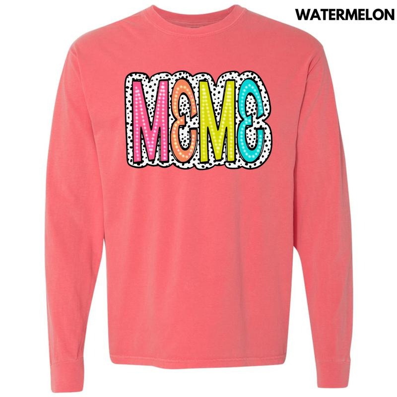 Meme Neon Spotted Long Sleeve Comfort Colors 'NLB' T-Shirts