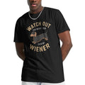 Casual Dachshund Print "Watch Out You Might Trip Over My Wiener" Soft Polyester Crew Neck Short Sleeve Summer Machine Washable Made USA T-Shirts