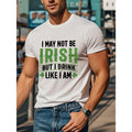 St. Patrick'S Day "Irish Like Me" Casual Blue Cotton Clover Short Sleeve Round Neck Machine Washable Made USA T-Shirts