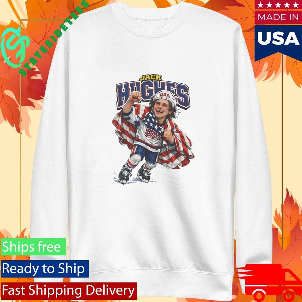 Men’s Hockey Jack Hughes Caricature Shirt Unisex , , , Long Sleeve Tee