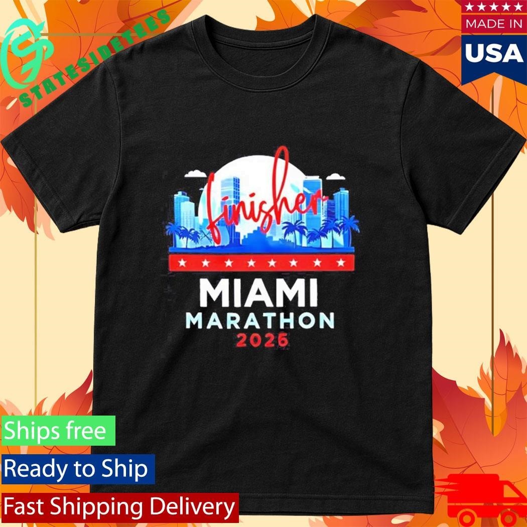 Miami Marathon Finisher 2026 city skyline Shirt Unisex , , , Long Sleeve Tee