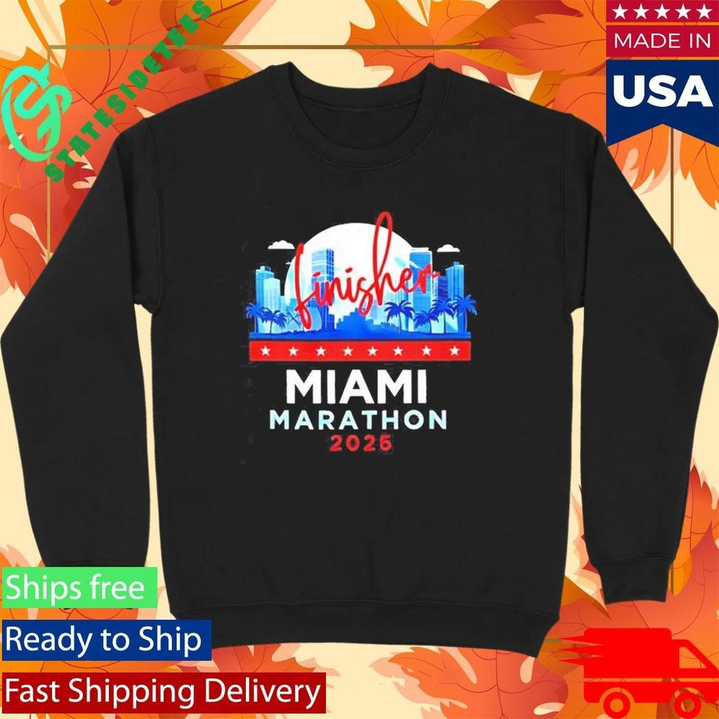 Miami Marathon Finisher 2026 city skyline Shirt Unisex , , , Long Sleeve Tee