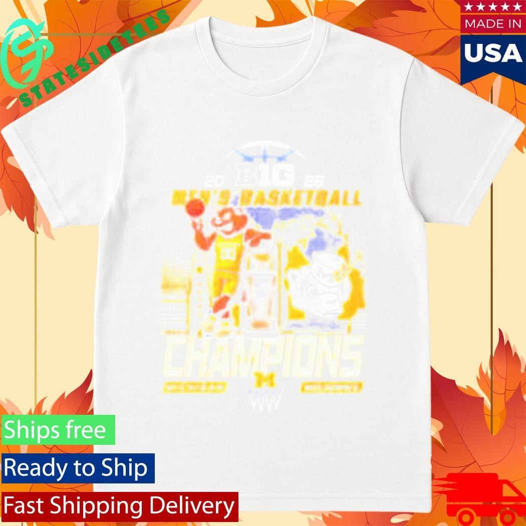 Michigan Wolverines Champions Men’s Basketball B1G Big 10 Conference 2026 Mascot Shirt Unisex , , , Long Sleeve Tee