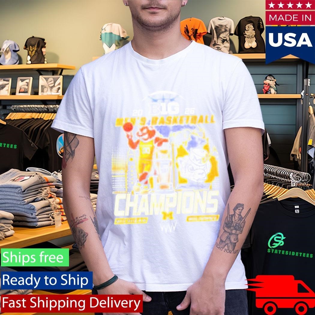 Michigan Wolverines Champions Men’s Basketball B1G Big 10 Conference 2026 Mascot Shirt Unisex , , , Long Sleeve Tee