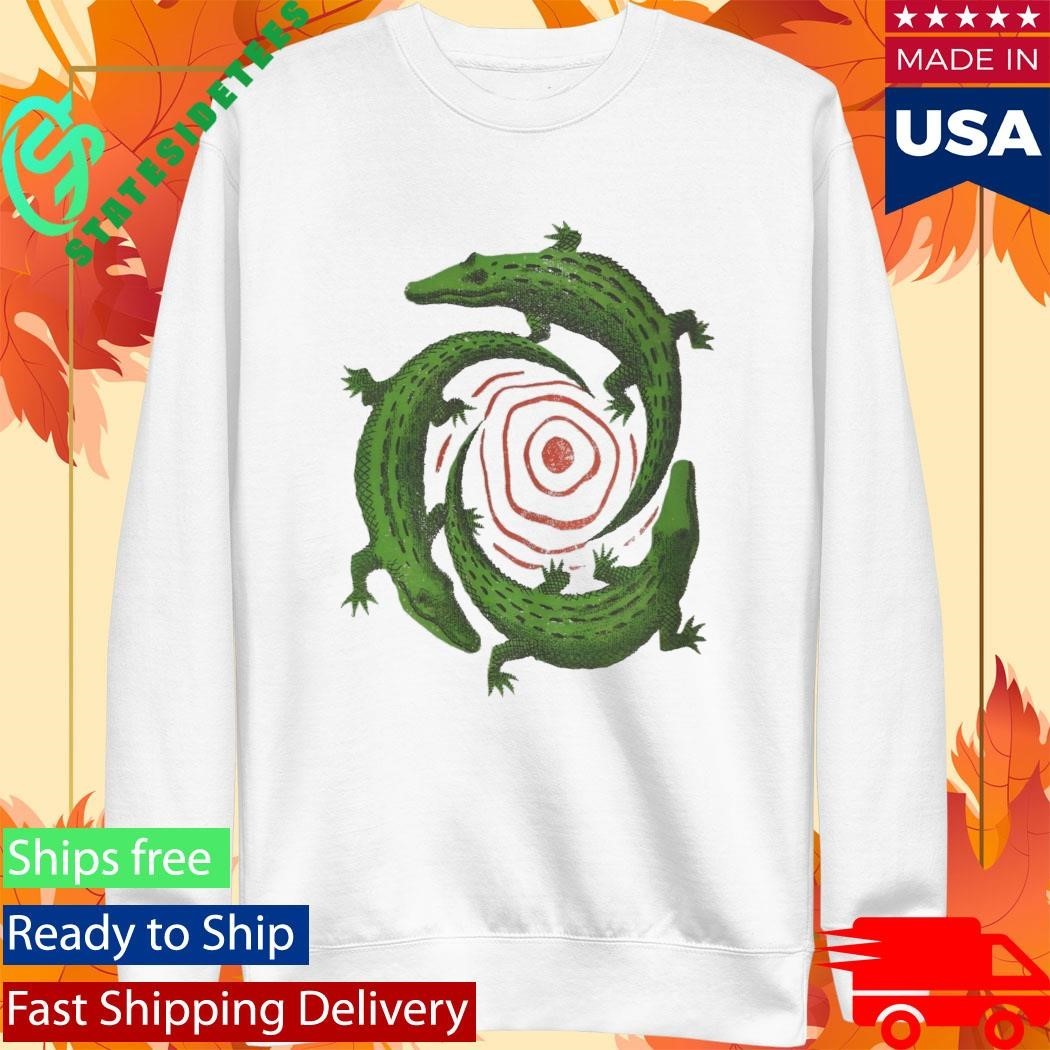 Mid Century Manolo Prieto Three Alligators Swirl Book Cover Shirt Unisex , , , Long Sleeve Tee