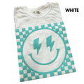 Mint Puff Checkered Happy Face Comfort Colors T-Shirts