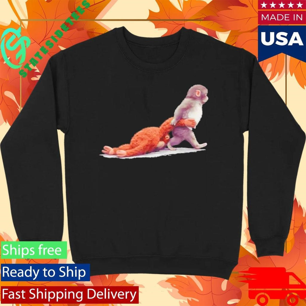 Monkey Punch Baby Monkey Holding Plush Toy Shirt Unisex , , , Long Sleeve Tee